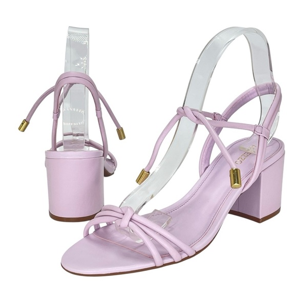 Arezzo Shoes - Arezzo Camila Soft Purple Leather Womens Mid Block Sandal Size 9.5M